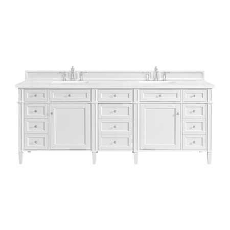 James Martin Vanities 84'' Double Vanity, Bright White w/ 3 CM White Zeus Quartz Top 655-V84-BW-3WZ